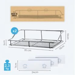 LifeGoods Zelfklevend Doucherek - 2 Stuks - Hangend Badkamer Rekje - Zonder Boren En Schroeven - RVS -Merkloos Verkoop 1200x1200 1572