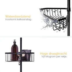 Goliving Doucherek - Doucherek Zonder Boren - Telescopisch Doucherek - Voor Plafonds Tot 2.9m Hoog - Zwart 13 Goliving Doucherek - Doucherek Zonder Boren - Telescopisch Doucherek - Voor Plafonds Tot 2.9m Hoog - Zwart -Merkloos Verkoop 1200x1200 1578