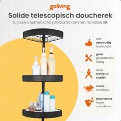 Goliving Doucherek - Doucherek Zonder Boren - Telescopisch Doucherek - Voor Plafonds Tot 2.9m Hoog - Dicht Design - Zwart 9 Goliving Doucherek - Doucherek Zonder Boren - Telescopisch Doucherek - Voor Plafonds Tot 2.9m Hoog - Dicht Design - Zwart -Merkloos Verkoop 1200x1200 1580