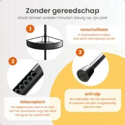 Goliving Doucherek - Doucherek Zonder Boren - Telescopisch Doucherek - Voor Plafonds Tot 2.9m Hoog - Dicht Design - Zwart 12 Goliving Doucherek - Doucherek Zonder Boren - Telescopisch Doucherek - Voor Plafonds Tot 2.9m Hoog - Dicht Design - Zwart -Merkloos Verkoop 1200x1200 1583
