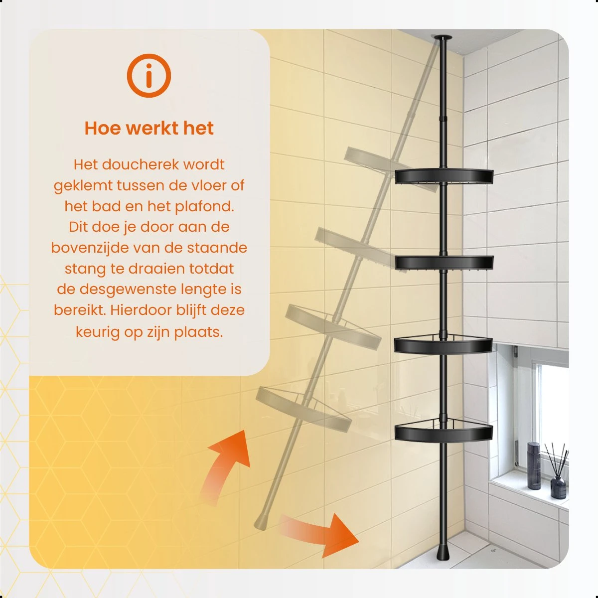 Goliving Doucherek - Doucherek Zonder Boren - Telescopisch Doucherek - Voor Plafonds Tot 2.9m Hoog - Dicht Design - Zwart 7 Goliving Doucherek - Doucherek Zonder Boren - Telescopisch Doucherek - Voor Plafonds Tot 2.9m Hoog - Dicht Design - Zwart - Afbeelding 7