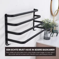 Merkloos Handdoekrek 4-armig | Handdoekrek Badkamer | Handdoekrek Zwart | Handdoekstang | Handdoekhouder | Handdoekenrek | Badkamer Accessoires Zwart | Inclusief Montage | Matte Zwart Collection 2022 -Merkloos Verkoop 1200x1200 159