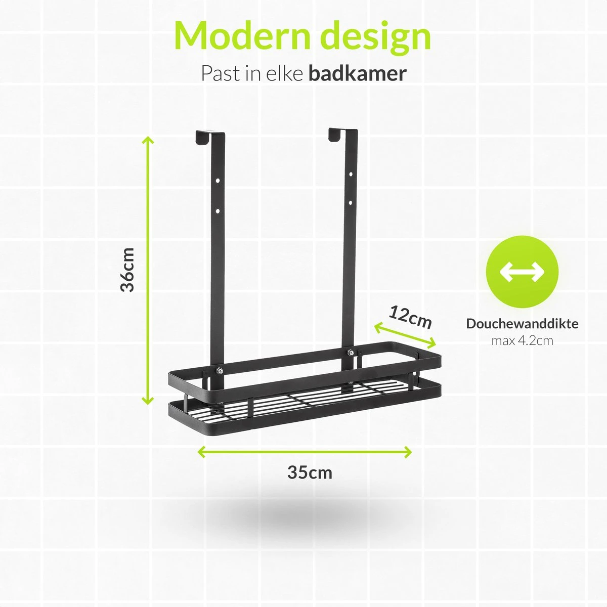 Doucherek Aan Douchewand - Zwart - Doucherekje Hangend - Zonder Boren 8 Doucherek Aan Douchewand - Zwart - Doucherekje Hangend - Zonder Boren - Afbeelding 8