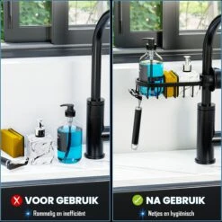Nolad® - Doucherek Hangend - Doucherek Zonder Boren - Keukenrek - Gootsteen Organizer - Badkamer Accessoires - Zwart 10 Nolad® - Doucherek Hangend - Doucherek Zonder Boren - Keukenrek - Gootsteen Organizer - Badkamer Accessoires - Zwart -Merkloos Verkoop 1200x1200 1622