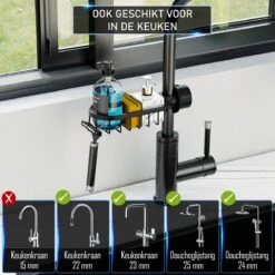 Nolad® - Doucherek Hangend - Doucherek Zonder Boren - Keukenrek - Gootsteen Organizer - Badkamer Accessoires - Zwart 13 Nolad® - Doucherek Hangend - Doucherek Zonder Boren - Keukenrek - Gootsteen Organizer - Badkamer Accessoires - Zwart -Merkloos Verkoop 1200x1200 1625