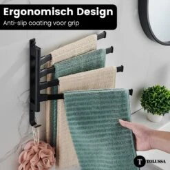 Tolussa Handdoekrek Badkamer Zwart - 38 CM - Handdoekhouder Zwart - Handdoekenrek Badkamer - Draaibaar 24 Tolussa Handdoekrek Badkamer Zwart - 38 CM - Handdoekhouder Zwart - Handdoekenrek Badkamer - Draaibaar -Merkloos Verkoop 1200x1200 170