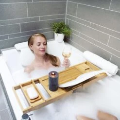 LifeGoods Badplank - Uitschuifbaar - Voor In Bad - 74.5 Tot 108.5 Cm - Met Houder - Hout -Merkloos Verkoop 1200x1200 1743