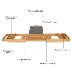 LifeGoods Badplank - Uitschuifbaar - Voor In Bad - 74.5 Tot 108.5 Cm - Met Houder - Hout -Merkloos Verkoop 1200x1200 1744