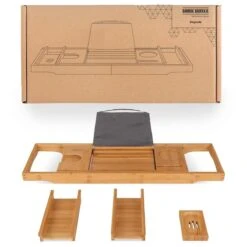 LifeGoods Badplank - Uitschuifbaar - Voor In Bad - 74.5 Tot 108.5 Cm - Met Houder - Hout -Merkloos Verkoop 1200x1200 1746