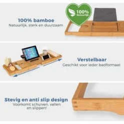 LifeGoods Badplank - Uitschuifbaar - Voor In Bad - 74.5 Tot 108.5 Cm - Met Houder - Hout -Merkloos Verkoop 1200x1200 1747