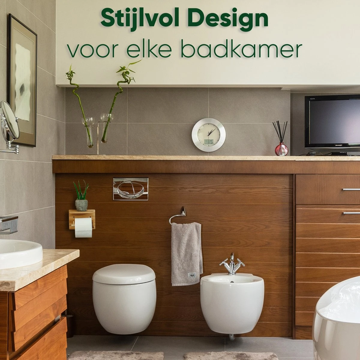 JoFlow® Toiletrolhouder Met Plankje | Wc Rolhouder Staand | Bamboe Badkamer Accessoires | Montage Met Schroeven En/of 3M Plakstrips 2 JoFlow® Toiletrolhouder Met Plankje | Wc Rolhouder Staand | Bamboe Badkamer Accessoires | Montage Met Schroeven En/of 3M Plakstrips - Afbeelding 2