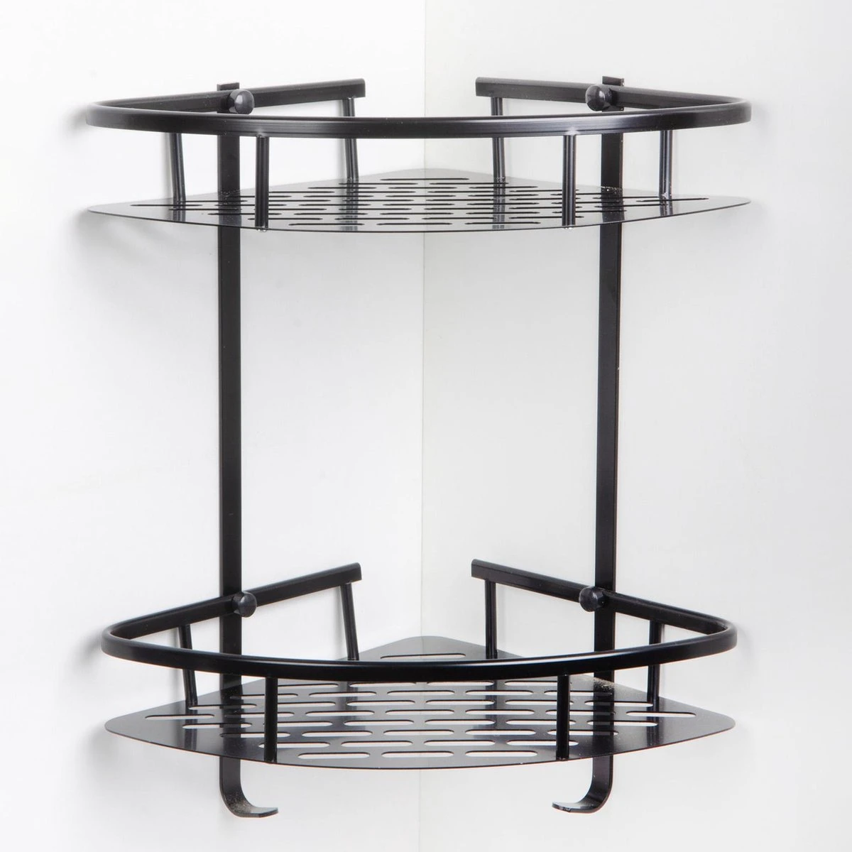 Merkloos Doucherek 2 Laags - Douche Rek Zwart Hangend - Incl 2 Haken Badkamer Accessoires 2 Merkloos Doucherek 2 Laags - Douche Rek Zwart Hangend - Incl 2 Haken Badkamer Accessoires - Afbeelding 2