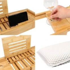 Regno Badplank Voor In Bad - Met Badkussen - Uitschuifbaar En Waterbestendig Badrek - IPad En Glashouder -Merkloos Verkoop 1200x1200 1795