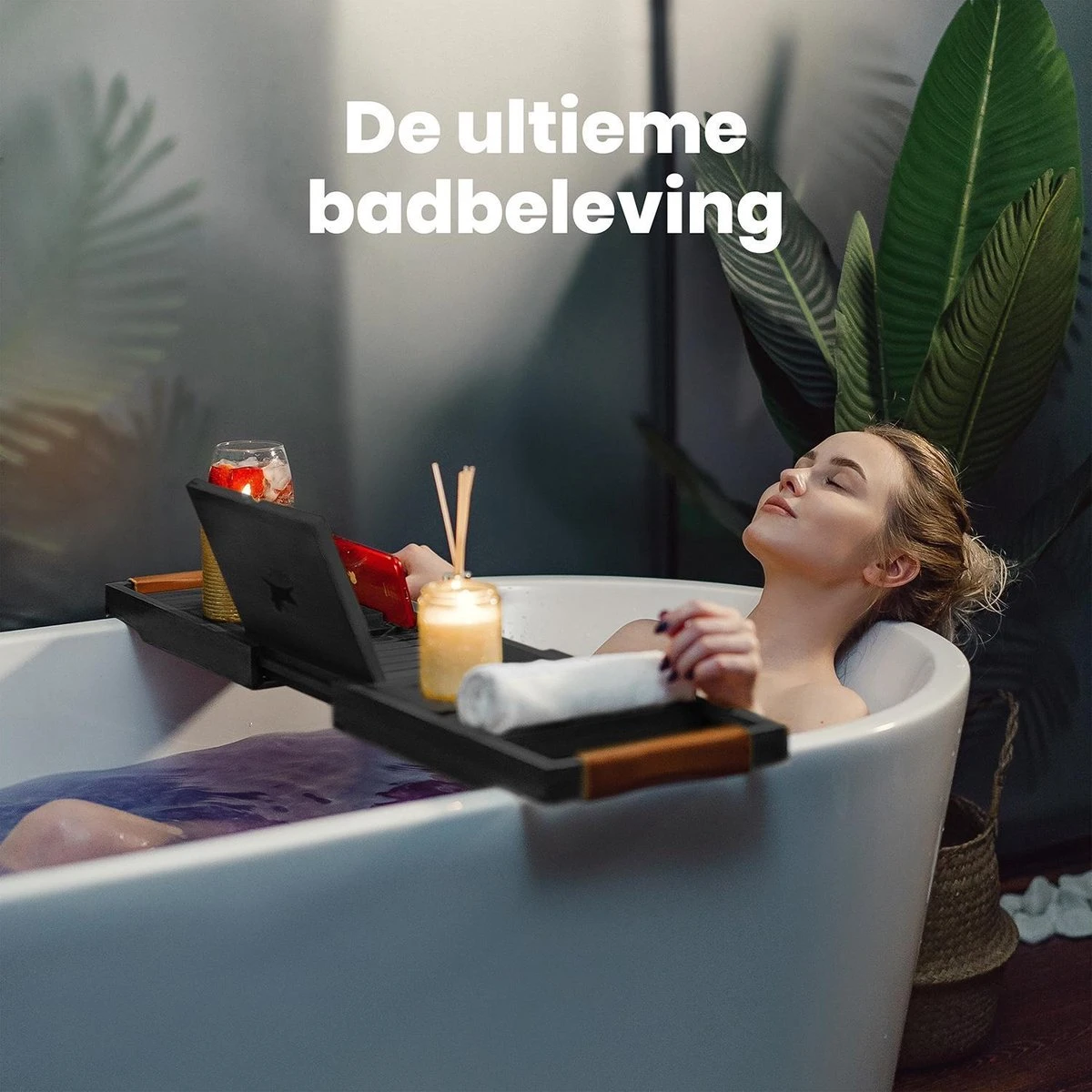 RelaxTub® Badplank - Badplank Voor In Bad - Badrek - Verstelbaar - Anti Slip - Badplank Zwart - Badplank Hout - Badrekje Inclusief Boekenhouder, Tablethouder & Spiegel 6 RelaxTub® Badplank - Badplank Voor In Bad - Badrek - Verstelbaar - Anti Slip - Badplank Zwart - Badplank Hout - Badrekje Inclusief Boekenhouder, Tablethouder & Spiegel - Afbeelding 6