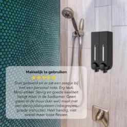 Aquathof, Zeepdispenser, Mat Zwart, 2 Kamer, 2 Reservoirs, 2x250ml - Hangend - Wandmontage -Merkloos Verkoop 1200x1200 1830