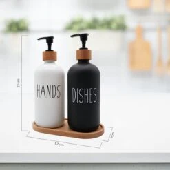 MAESON Glazen Zeepdispener Set Voor Handzeep En Afwasmiddel – Zeeppompje Keuken – Keukenaccesoires - Zwart/Wit 8 MAESON Glazen Zeepdispener Set Voor Handzeep En Afwasmiddel – Zeeppompje Keuken – Keukenaccesoires - Zwart/Wit -Merkloos Verkoop 1200x1200 1842