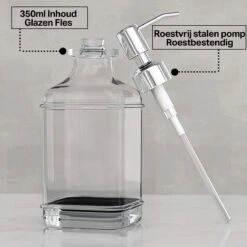 Wonix® - Zeepdispenser - Zeeppompje - Transparant Glas - RVS Pompkop - Met Stickers - 350ml - 2 Stuks -Merkloos Verkoop 1200x1200 1905