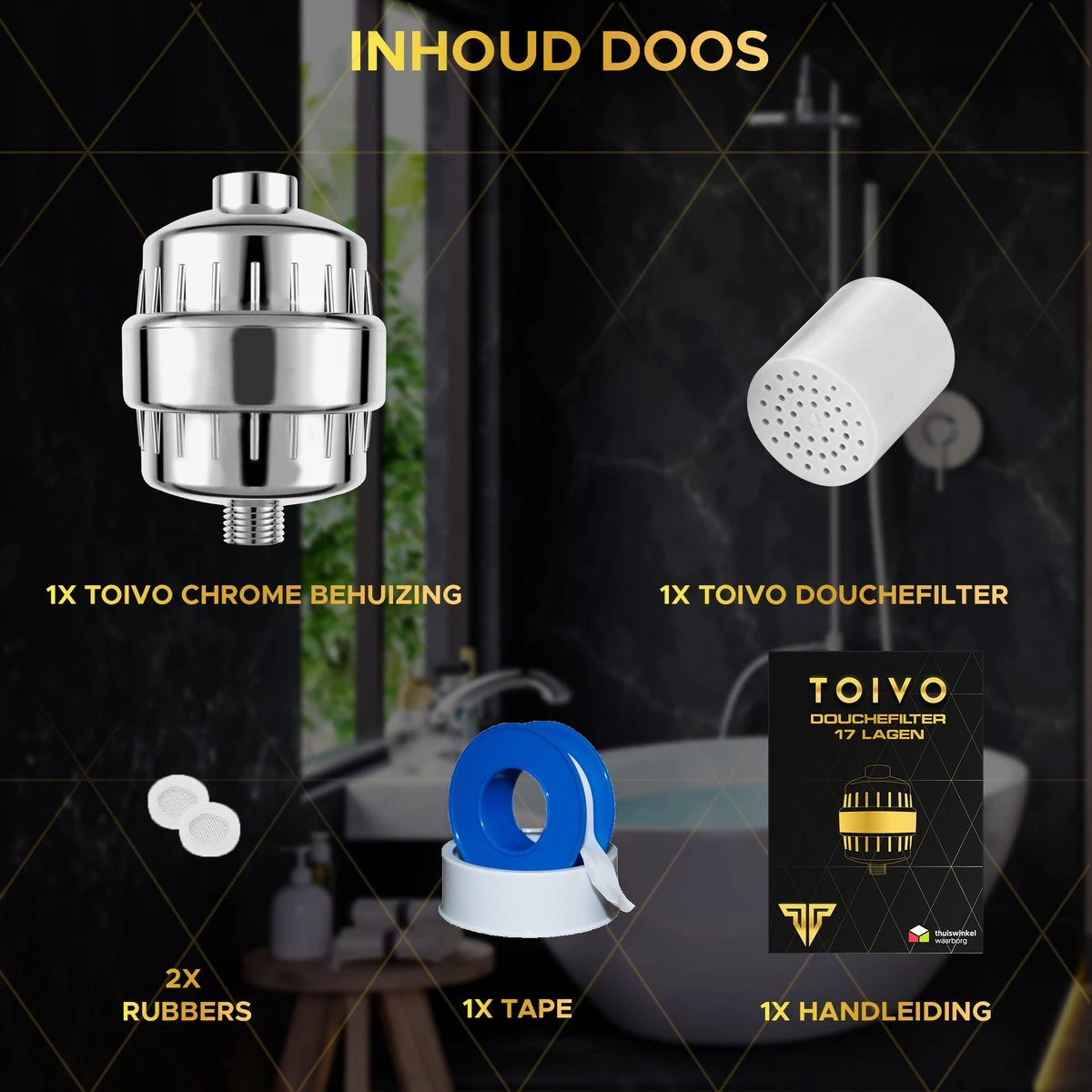 Toivo Douchefilter 17 Stages - Zilver - Incl. Montagetape En Rubberen Ringen - Waterfilter Voor Douchekop - Shower Filter - Waterfilter - Kraanfilter 7 Toivo Douchefilter 17 Stages - Zilver - Incl. Montagetape En Rubberen Ringen - Waterfilter Voor Douchekop - Shower Filter - Waterfilter - Kraanfilter - Afbeelding 7