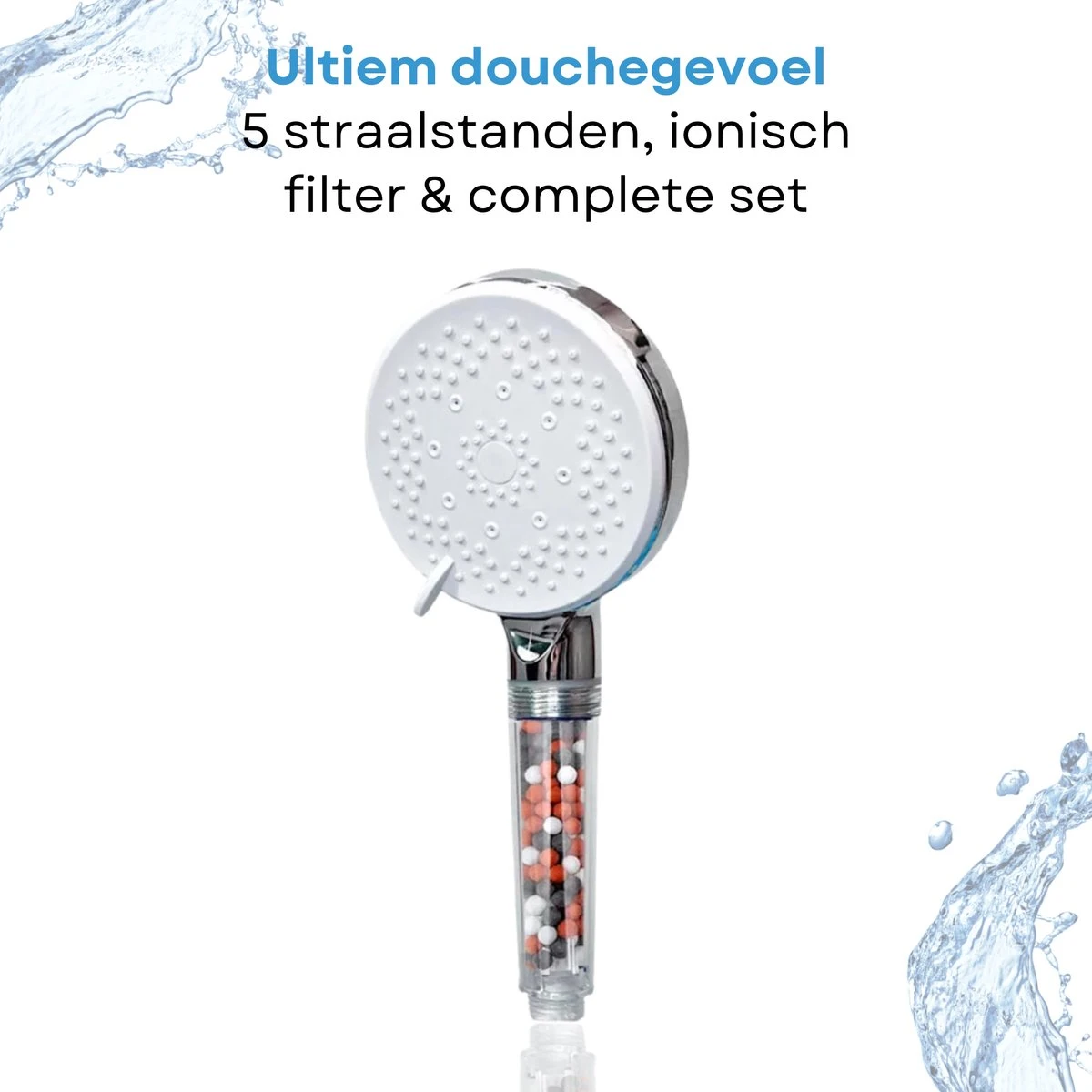 Belliese Doucheset Ionic - Douchekop - Doucheslang - Douchekophouder - Douchekop Met Slang - Waterbesparende Douchekop - Ionische Filter Douchekop - Badkamer Accessoires - Montage Zonder Boren - 5 Standen - Chroom 4 Belliese Doucheset Ionic - Douchekop - Doucheslang - Douchekophouder - Douchekop Met Slang - Waterbesparende Douchekop - Ionische Filter Douchekop - Badkamer Accessoires - Montage Zonder Boren - 5 Standen - Chroom - Afbeelding 4