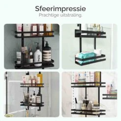 Goliving Doucherek - Doucherek Zonder Boren - Hangend Doucherek - RVS - Twee Laags - Zwart 9 Goliving Doucherek - Doucherek Zonder Boren - Hangend Doucherek - RVS - Twee Laags - Zwart -Merkloos Verkoop 1200x1200 205