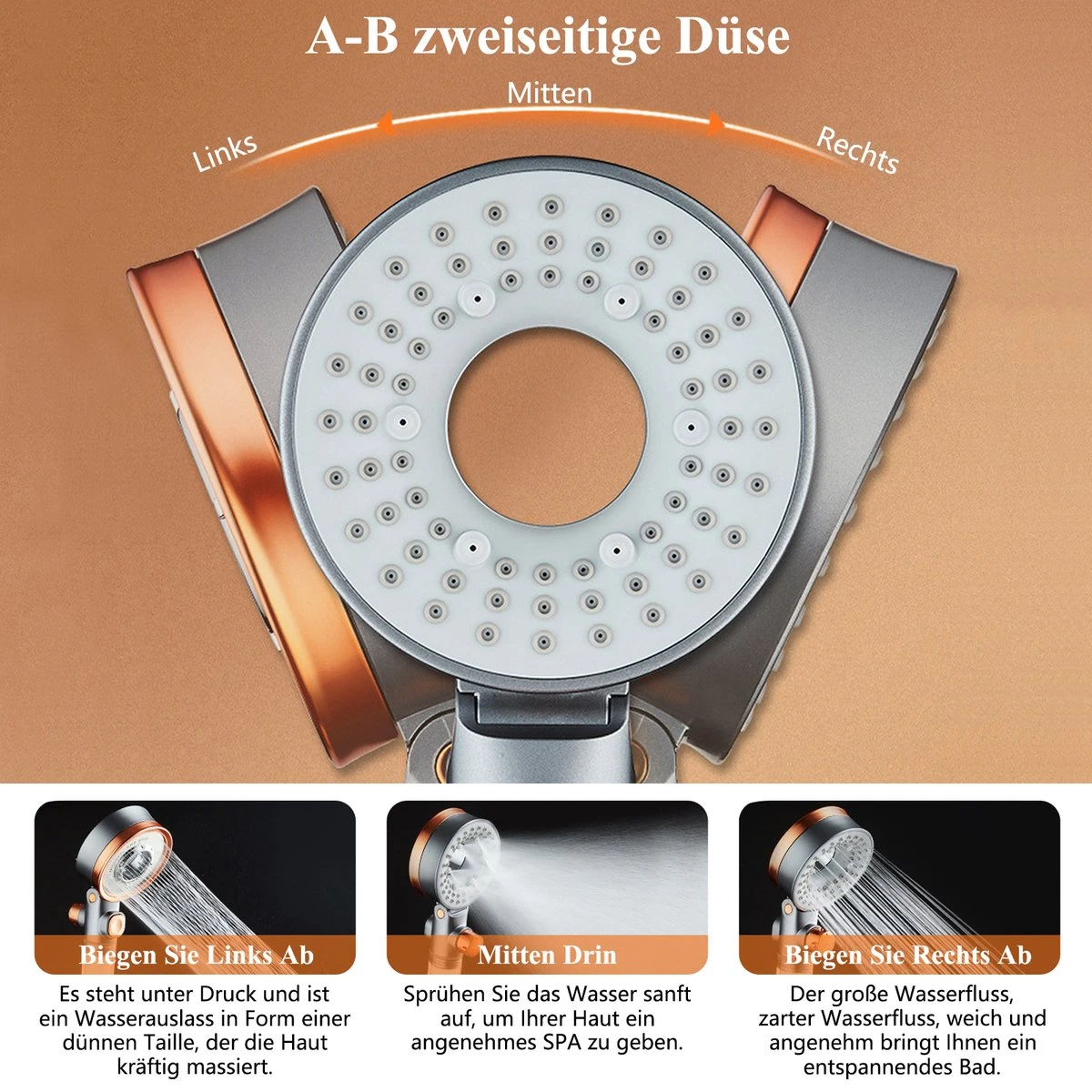 Douchekop - Regendouche Kop - Handdouche Met Hoge Druk - Blazelife Ionische Douchekop - Doucheslang - Dubbele Draaibaar - RVS - Met Slang En Houder 6 Douchekop - Regendouche Kop - Handdouche Met Hoge Druk - Blazelife Ionische Douchekop - Doucheslang - Dubbele Draaibaar - RVS - Met Slang En Houder - Afbeelding 6
