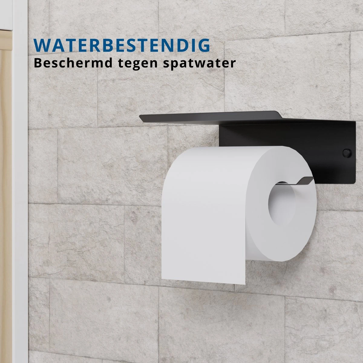 Westerhof Premium Wc Rolhouder Zwart Zonder Boren - Met Plankje - 3M Plakstrip En Schroef Set 2 Westerhof Premium Wc Rolhouder Zwart Zonder Boren - Met Plankje - 3M Plakstrip En Schroef Set - Afbeelding 2