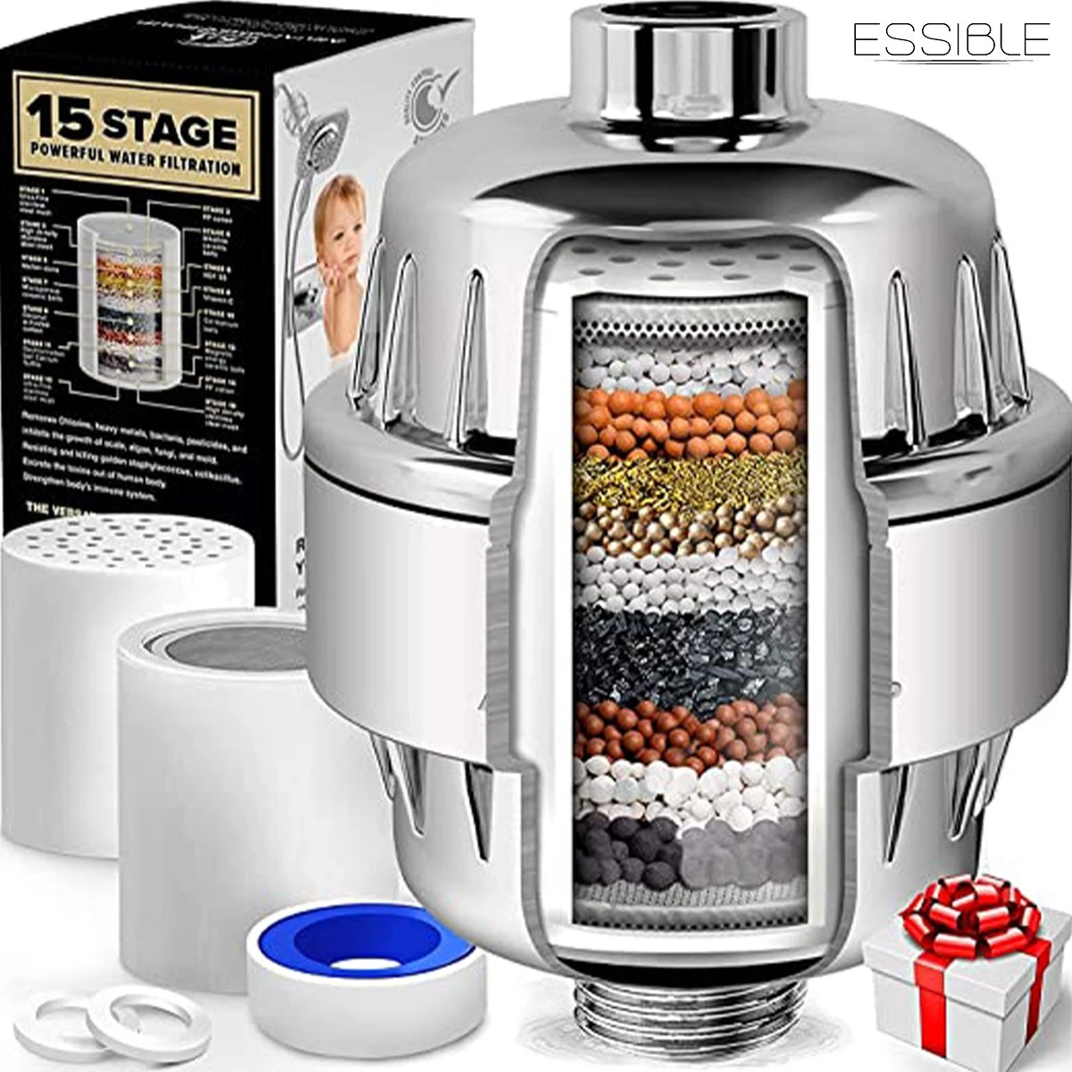 ESSIBLE Douchefilter - 15 Stage - Douchefilter - Waterfilter Voor Douchekop - Shower Filter - Waterfilter - Kraanfilter 1 ESSIBLE Douchefilter - 15 Stage - Douchefilter - Waterfilter Voor Douchekop - Shower Filter - Waterfilter - Kraanfilter