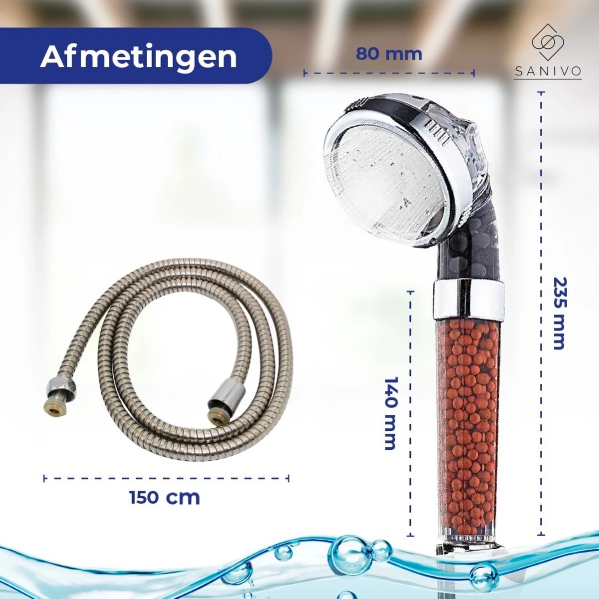 Waterbesparende Douchekop Ionische Douchekop Incl. Doucheslang - Douchefilter - Waterfilter - Handdouche - Met Mineraalstenen - Douchekop Met Slang – Transparant – Incl. Doucheslang 7 Waterbesparende Douchekop Ionische Douchekop Incl. Doucheslang - Douchefilter - Waterfilter - Handdouche - Met Mineraalstenen - Douchekop Met Slang – Transparant – Incl. Doucheslang - Afbeelding 7