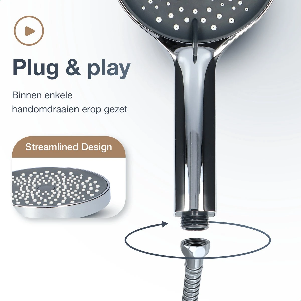 MaatWorkz - Waterbesparende Douchekop + Douchetimer - Handdouche - Hoge Druk - Luxe Design - Regendouche - ø 13 CM - 3 Standen - Chrome 5 MaatWorkz - Waterbesparende Douchekop + Douchetimer - Handdouche - Hoge Druk - Luxe Design - Regendouche - ø 13 CM - 3 Standen - Chrome - Afbeelding 5