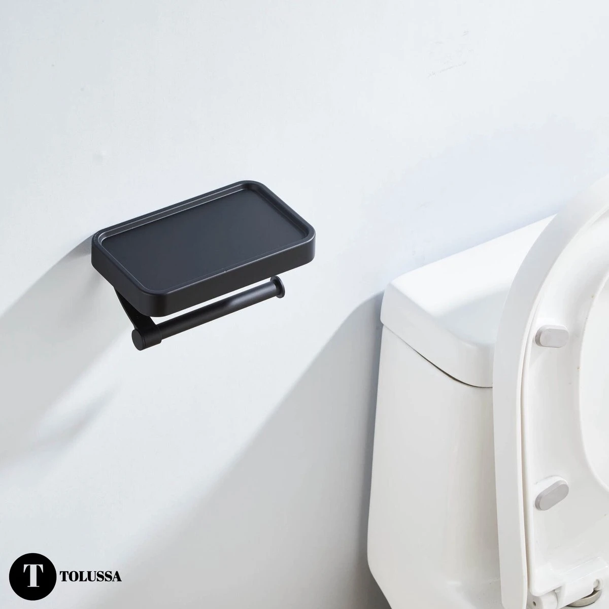 Tolussa Premium WC Rolhouder Zwart Met Plankje - Toiletrolhouder Zwart Met Plankje - Met En Zonder Boren 5 Tolussa Premium WC Rolhouder Zwart Met Plankje - Toiletrolhouder Zwart Met Plankje - Met En Zonder Boren - Afbeelding 5