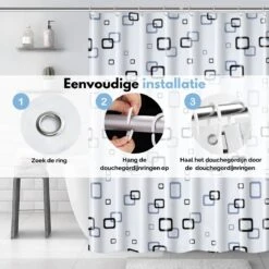 VAIVE Douchegordijn Blauw 180x200 - Anti Schimmel - Douchegordijnen - Ringen -Merkloos Verkoop 1200x1200 2295