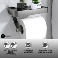 Tolussa Premium WC Rolhouder Zwart Met Plankje - Toiletrolhouder Zwart Met Plankje - Met En Zonder Boren 17 Tolussa Premium WC Rolhouder Zwart Met Plankje - Toiletrolhouder Zwart Met Plankje - Met En Zonder Boren -Merkloos Verkoop 1200x1200 232