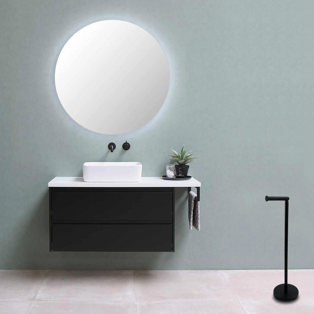 MM Brands WC Rolhouder - Toiletrol Houder Staand - WC Papier Rollenhouder Zonder Boren - Zwart 7 MM Brands WC Rolhouder - Toiletrol Houder Staand - WC Papier Rollenhouder Zonder Boren - Zwart - Afbeelding 7