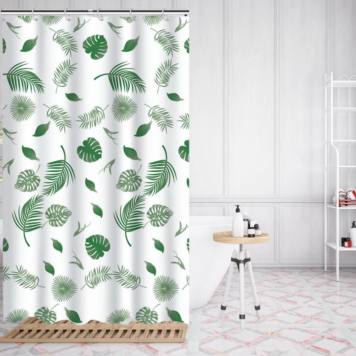 VAIVE Douchegordijn Groen 180x200 - Anti Schimmel - Douchegordijnen - Ringen 4 VAIVE Douchegordijn Groen 180x200 - Anti Schimmel - Douchegordijnen - Ringen - Afbeelding 4