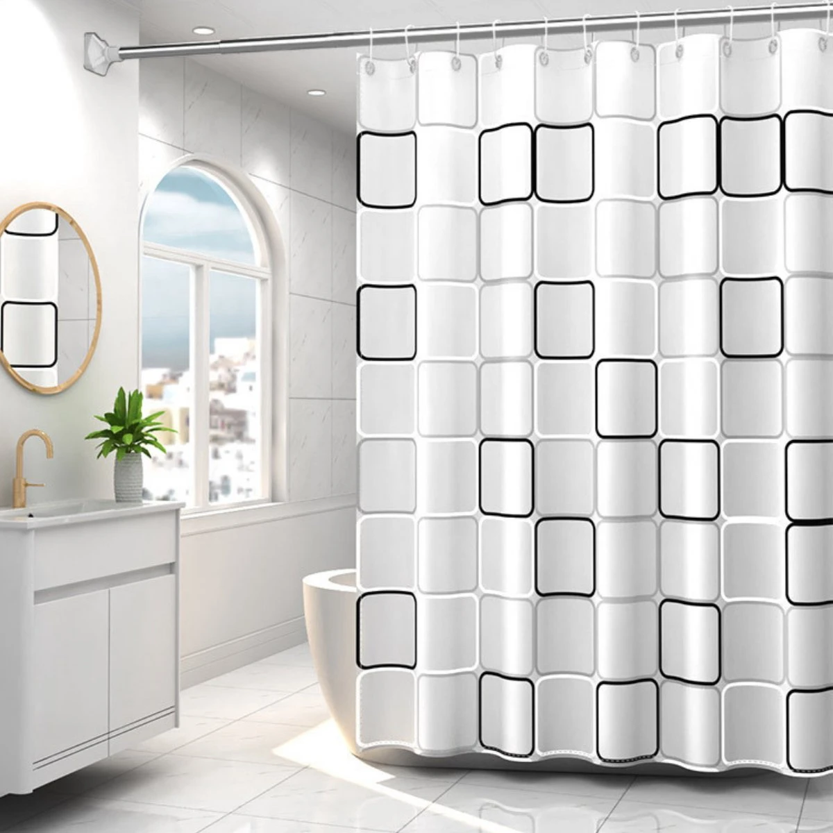 VAIVE Douchegordijn 180x200 - Anti Schimmel - Douchegordijnen 6 VAIVE Douchegordijn 180x200 - Anti Schimmel - Douchegordijnen - Afbeelding 6
