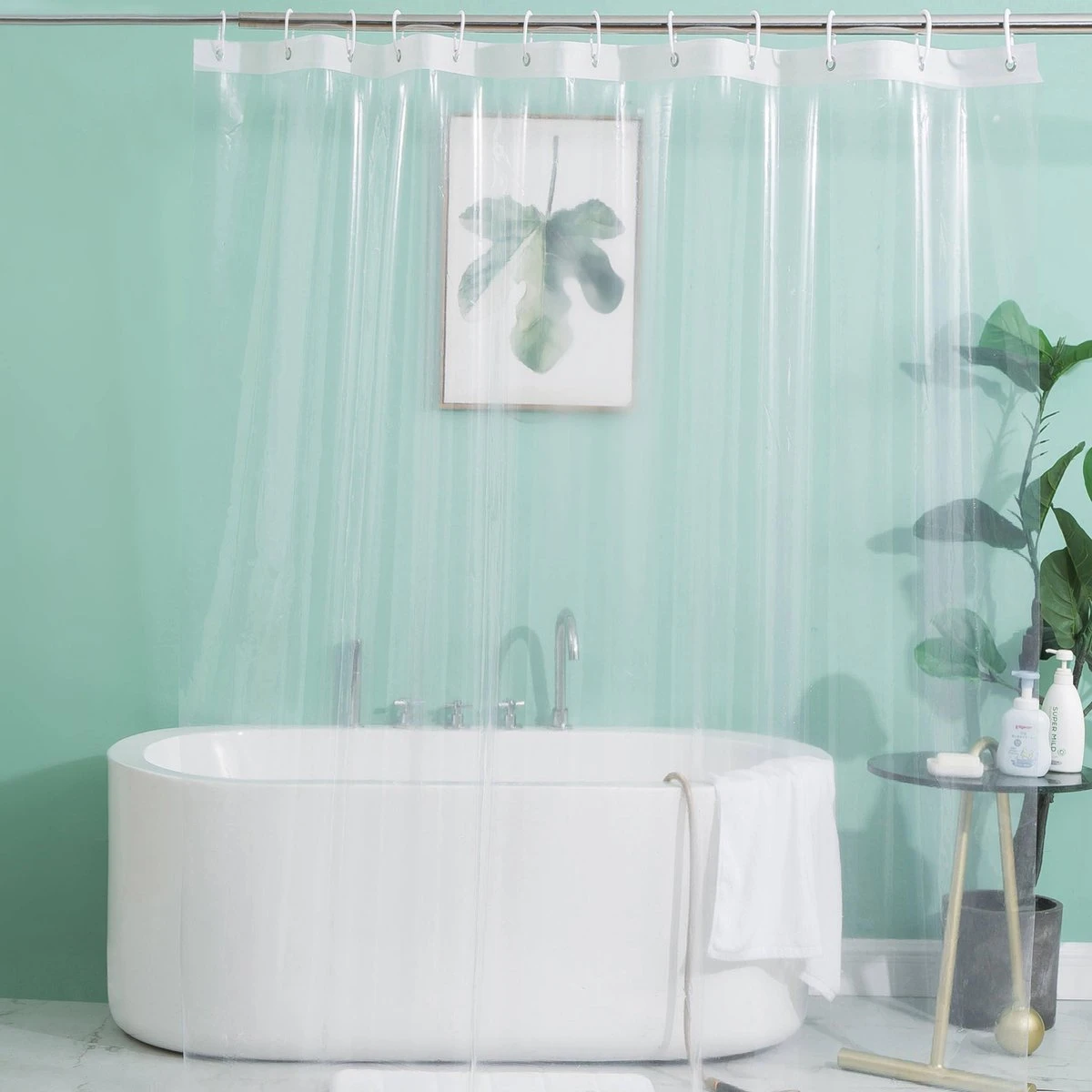 3BMT Douchegordijn Met Ringen - Transparant - 180 X 200 Cm 1 3BMT Douchegordijn Met Ringen - Transparant - 180 X 200 Cm