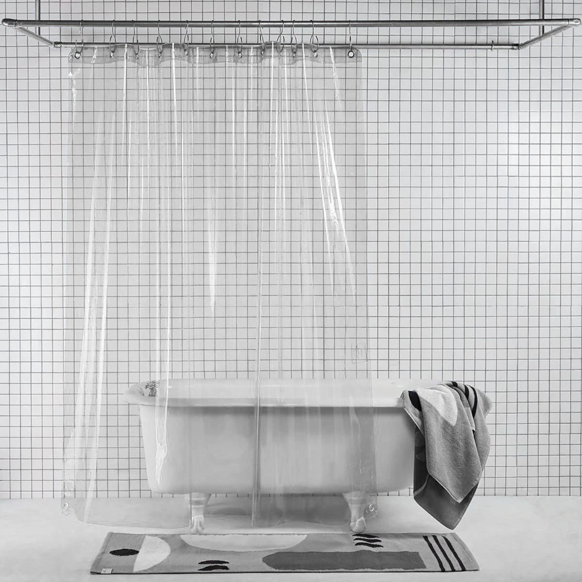 3BMT Douchegordijn Met Ringen - Transparant - 180 X 200 Cm 2 3BMT Douchegordijn Met Ringen - Transparant - 180 X 200 Cm - Afbeelding 2