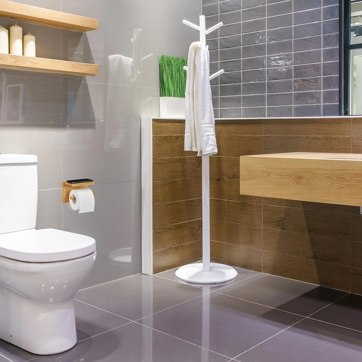 Relaxdays Toiletrolhouder Met Plankje - Wc-rolhouder Bamboe - Rolhouder Toilet - Hout 6 Relaxdays Toiletrolhouder Met Plankje - Wc-rolhouder Bamboe - Rolhouder Toilet - Hout - Afbeelding 6