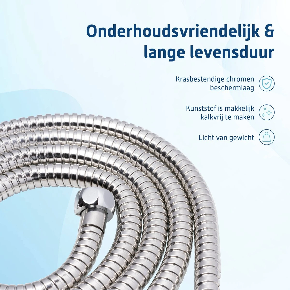 Saqu Express Doucheslang 175 Cm - Chroom 3 Saqu Express Doucheslang 175 Cm - Chroom - Afbeelding 3