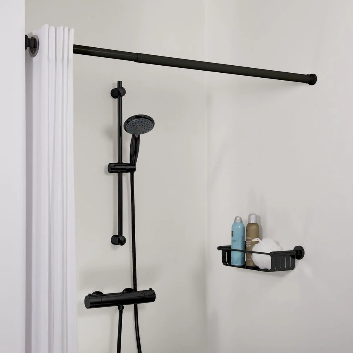 Sealskin Seallux Douchegordijnstang - 80-130 Cm - Zwart 5 Sealskin Seallux Douchegordijnstang - 80-130 Cm - Zwart - Afbeelding 5