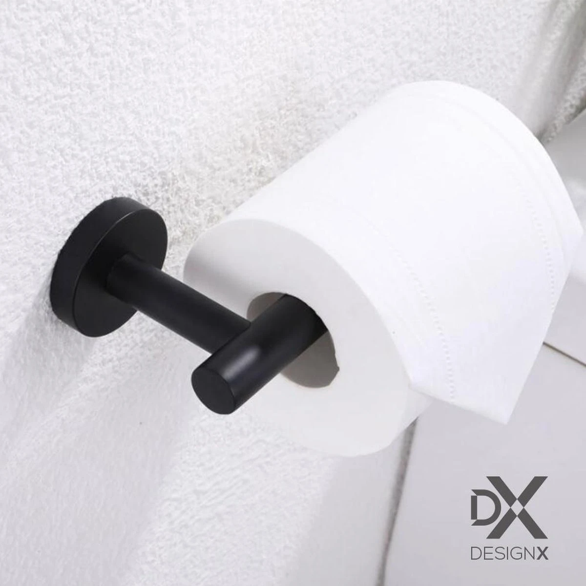 DesignX Toiletrolhouder Zwart - WC Rolhouder - Matte - Papier - Houder - Incl. Schroeven 4 DesignX Toiletrolhouder Zwart - WC Rolhouder - Matte - Papier - Houder - Incl. Schroeven - Afbeelding 4