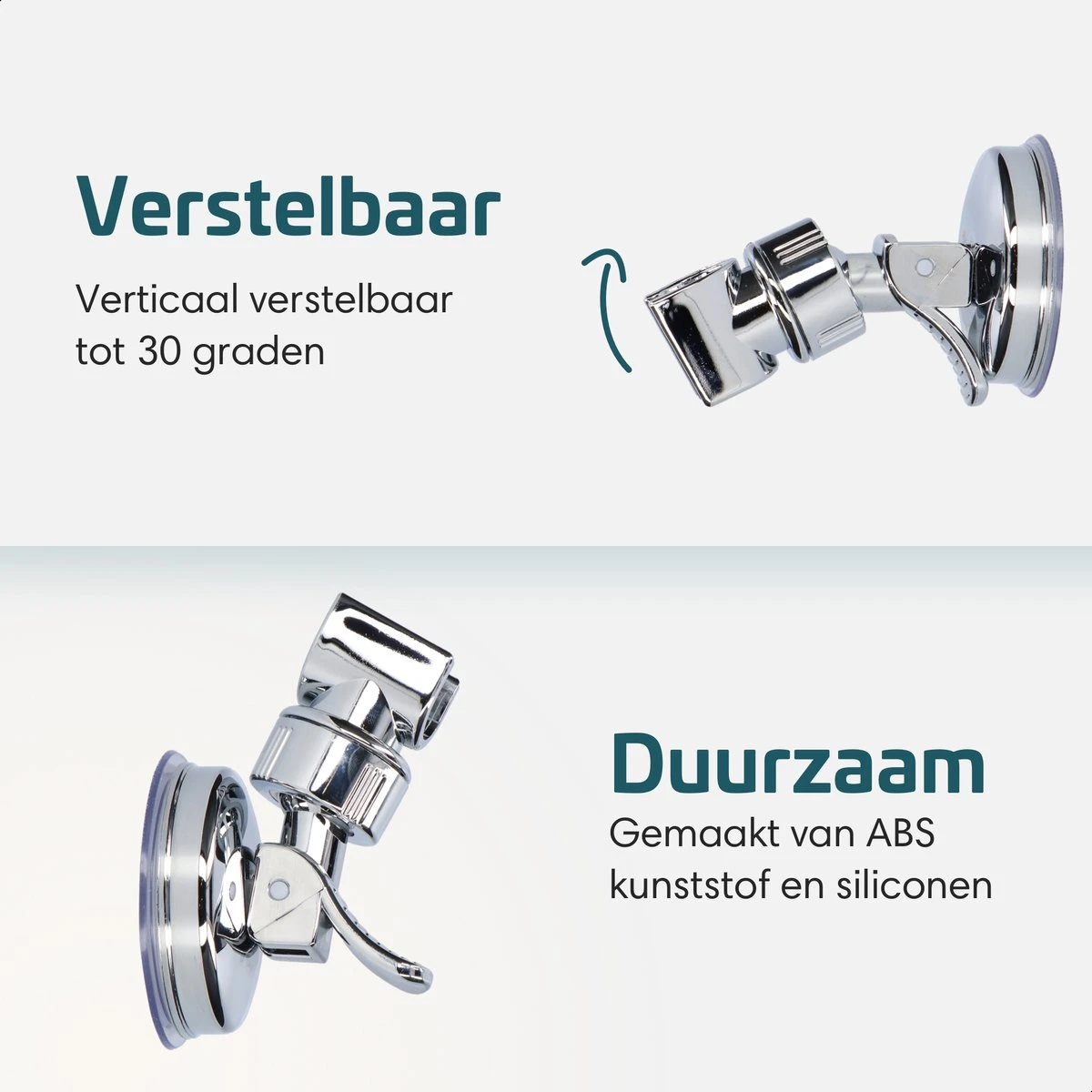 Moodcare® Verplaatsbare Douchekophouder Zelfklevend - Chroom – Douchekop Houder Zonder Boren – Wandhouder Douchekop Zuignap 4 Moodcare® Verplaatsbare Douchekophouder Zelfklevend - Chroom – Douchekop Houder Zonder Boren – Wandhouder Douchekop Zuignap - Afbeelding 4