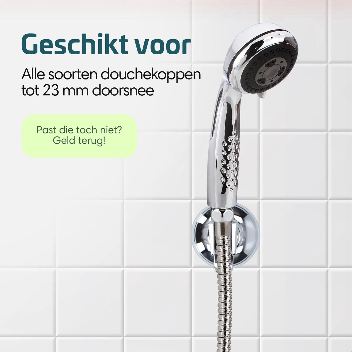Moodcare® Verplaatsbare Douchekophouder Zelfklevend - Chroom – Douchekop Houder Zonder Boren – Wandhouder Douchekop Zuignap 5 Moodcare® Verplaatsbare Douchekophouder Zelfklevend - Chroom – Douchekop Houder Zonder Boren – Wandhouder Douchekop Zuignap - Afbeelding 5