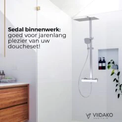Viidako Kimii Doucheset Opbouw Compleet – Chroom – Vierkant - Sedal Binnenwerk -Thermostaatkraan – Zeer Goede Kwaliteit – RVS, ABS En Messing – Design -Merkloos Verkoop 1200x1200 2545