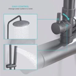 LOMAZOO Regendouche Met Thermostaatkraan - Douche Badkamer - Gun Metal / Antraciet [LYNN] -Merkloos Verkoop 1200x1200 2546
