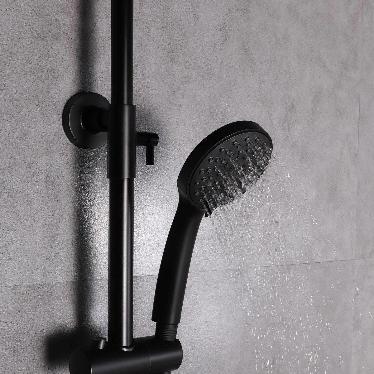 SAAR Opbouw Douche Set - Rond - Thermostaatkraan - Glijstang - Regendouche - Handdouche - Mat Zwart 4 SAAR Opbouw Douche Set - Rond - Thermostaatkraan - Glijstang - Regendouche - Handdouche - Mat Zwart - Afbeelding 4