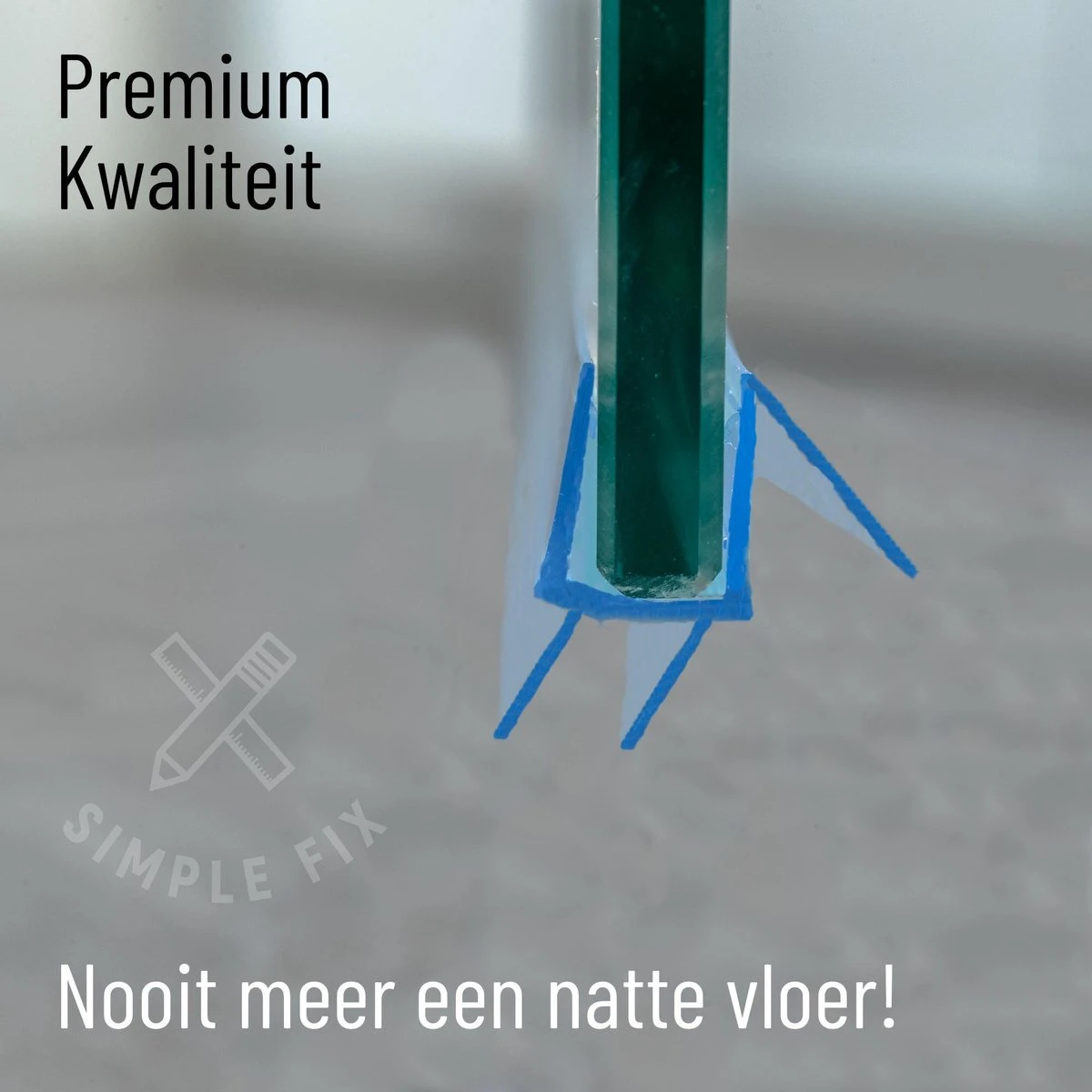 Simple Fix Lekstrip - Douchestrip - Waterkering - 80CM Lang - 6MM Glasdikte - Lekdorpel & Dubbele Middenlip 3 Simple Fix Lekstrip - Douchestrip - Waterkering - 80CM Lang - 6MM Glasdikte - Lekdorpel & Dubbele Middenlip - Afbeelding 3