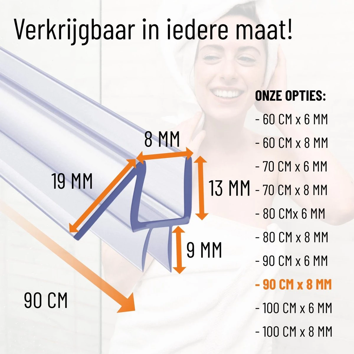 Simple Fix Lekstrip - Douchestrip - Waterkering - 90CM Lang - 8MM Glasdikte - Lekdorpel & Dubbele Middenlip 5 Simple Fix Lekstrip - Douchestrip - Waterkering - 90CM Lang - 8MM Glasdikte - Lekdorpel & Dubbele Middenlip - Afbeelding 5