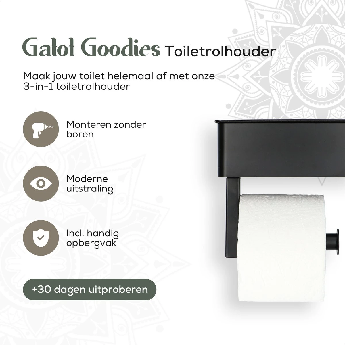 Gatot Goodies RVS Toiletrolhouder Met Plankje - WC Rolhouder Zwart Zonder Boren –Toiletpapierhouder Zelfklevend – Met Lade 6 Gatot Goodies RVS Toiletrolhouder Met Plankje - WC Rolhouder Zwart Zonder Boren –Toiletpapierhouder Zelfklevend – Met Lade - Afbeelding 6