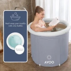 AYOO® Zitbad - Opblaasbaar Bad - Opvouwbaar Bad - Wim Hof Methode - Ijsbad - Badkuip - Zitbad Voor Volwassenen - Bathtub - Zitbaden - Bath Bucket - Inclusief Voetpomp - Grijs -Merkloos Verkoop 1200x1200 2781
